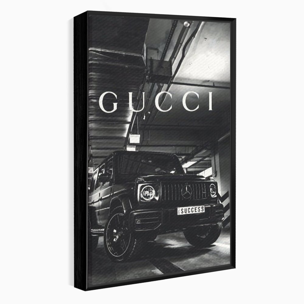 Tablou Canvas Premium, LuxCanva® A1124, Gucci , Mercedes, Succes, Alb, Negru