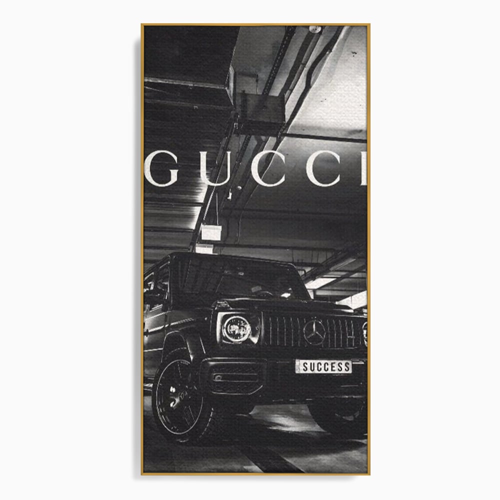 Tablou Canvas Premium, LuxCanva® A1124, Gucci , Mercedes, Succes, Alb, Negru