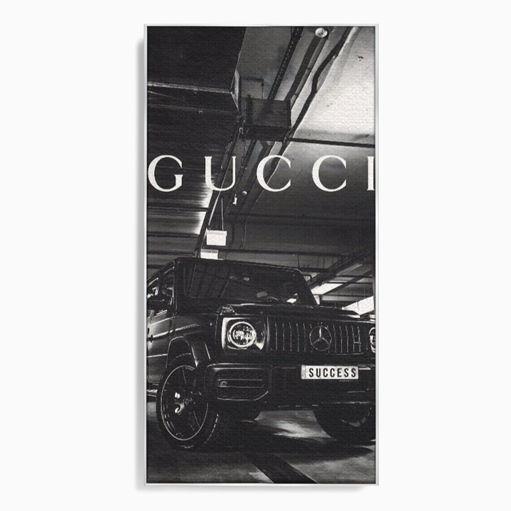 Tablou Canvas Premium, LuxCanva® A1124, Gucci , Mercedes, Succes, Alb, Negru