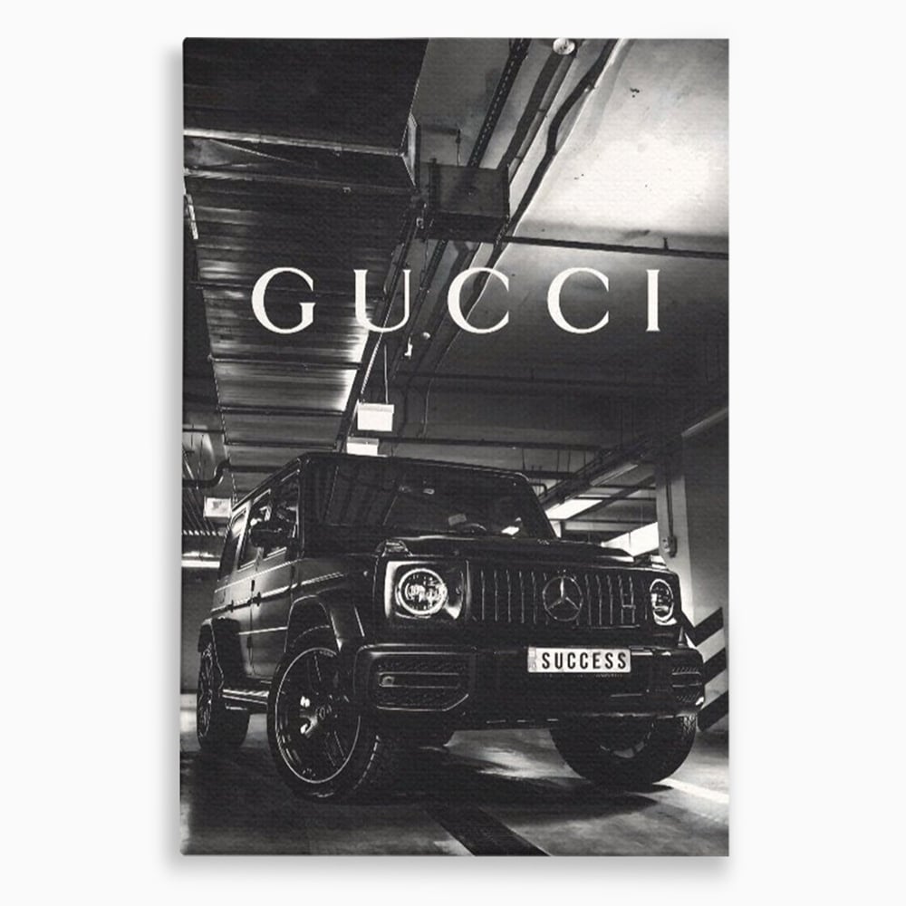 Tablou Canvas Premium, LuxCanva® A1124, Gucci , Mercedes, Succes, Alb, Negru