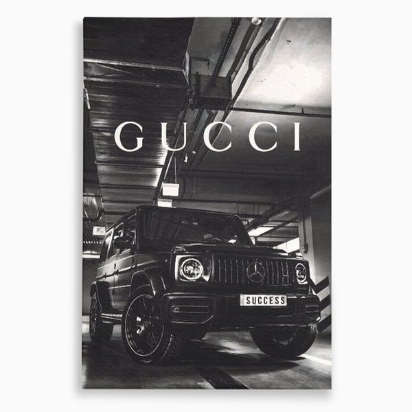 Tablou Canvas Premium, LuxCanva® A1124, Gucci , Mercedes, Succes, Alb, Negru