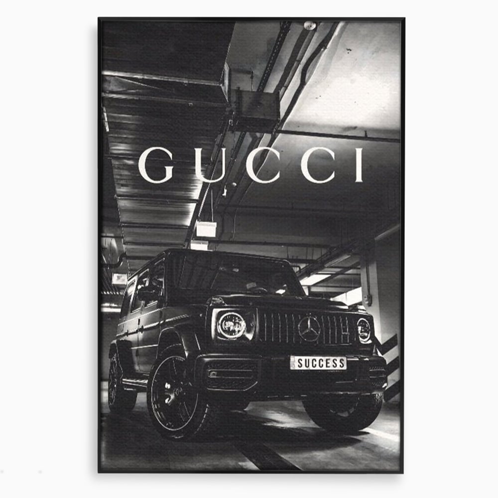 Tablou Canvas Premium, LuxCanva® A1124, Gucci , Mercedes, Succes, Alb, Negru