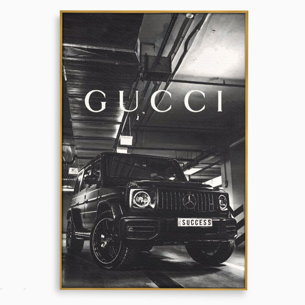 Tablou Canvas Premium, LuxCanva® A1124, Gucci , Mercedes, Succes, Alb, Negru