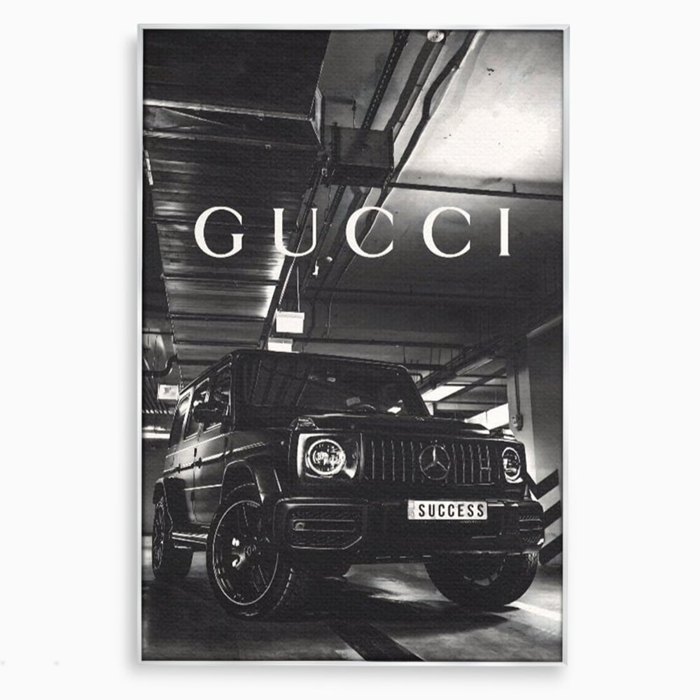Tablou Canvas Premium, LuxCanva® A1124, Gucci , Mercedes, Succes, Alb, Negru