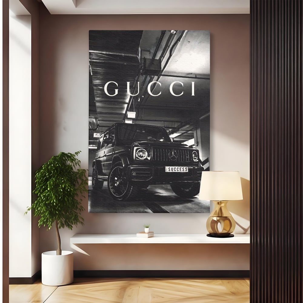 Tablou Canvas Premium, LuxCanva® A1124, Gucci , Mercedes, Succes, Alb, Negru