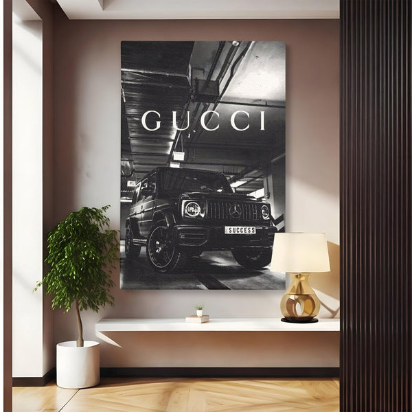Tablou Canvas Premium, LuxCanva® A1124, Gucci , Mercedes, Succes, Alb, Negru