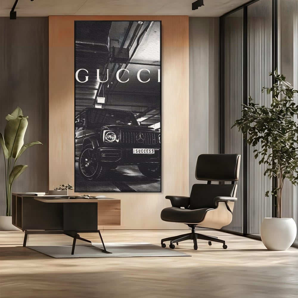 Tablou Canvas Premium, LuxCanva® A1124, Gucci , Mercedes, Succes, Alb, Negru