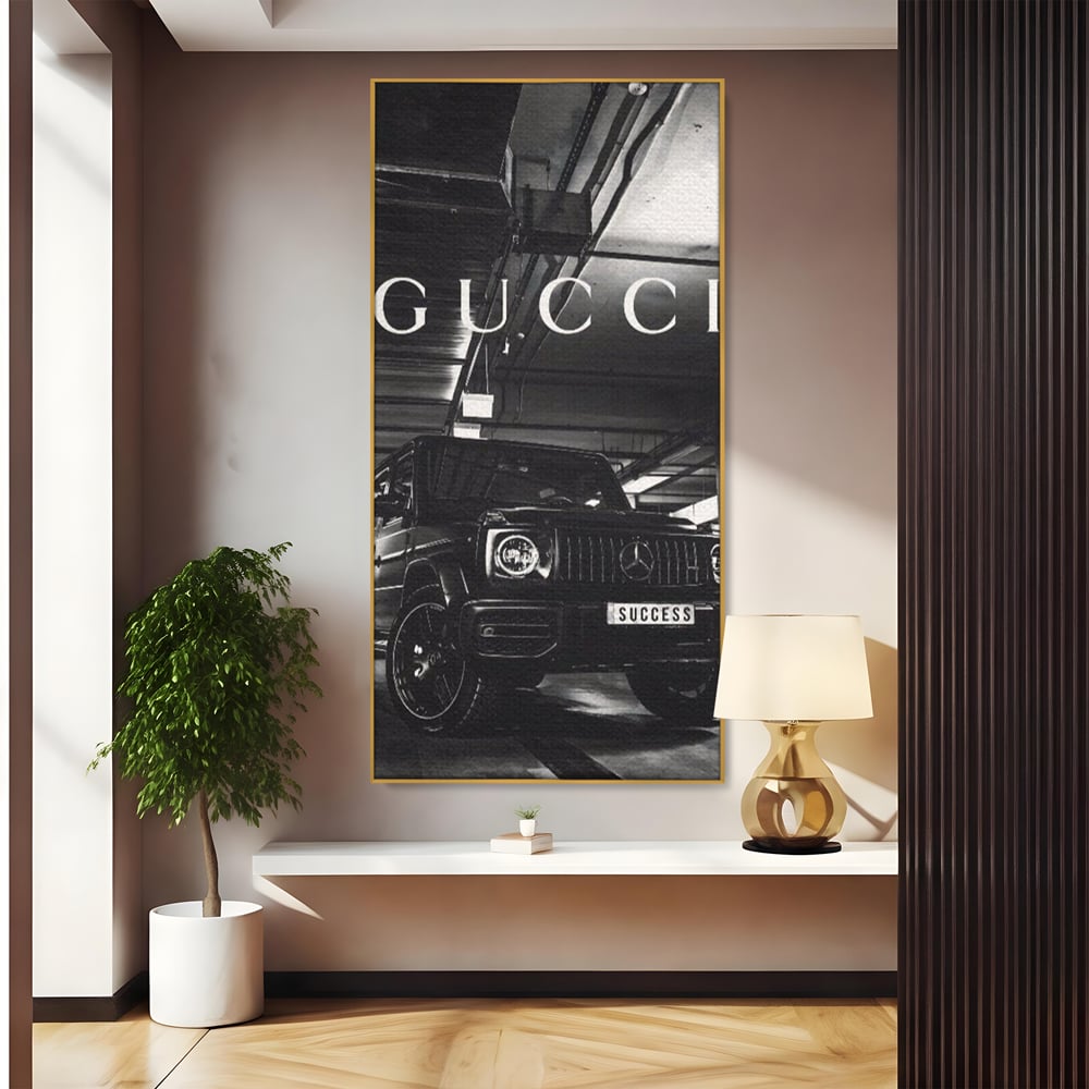 Tablou Canvas Premium, LuxCanva® A1124, Gucci , Mercedes, Succes, Alb, Negru