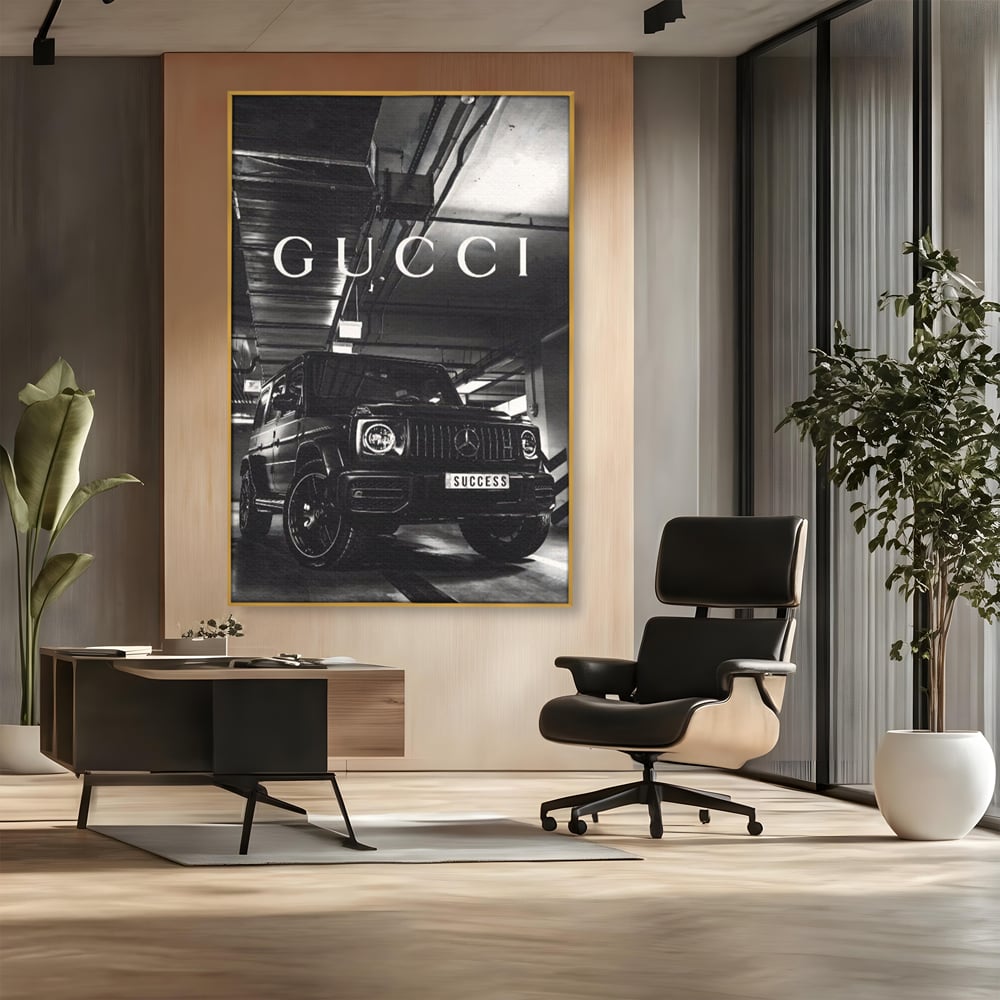 Tablou Canvas Premium, LuxCanva® A1124, Gucci , Mercedes, Succes, Alb, Negru