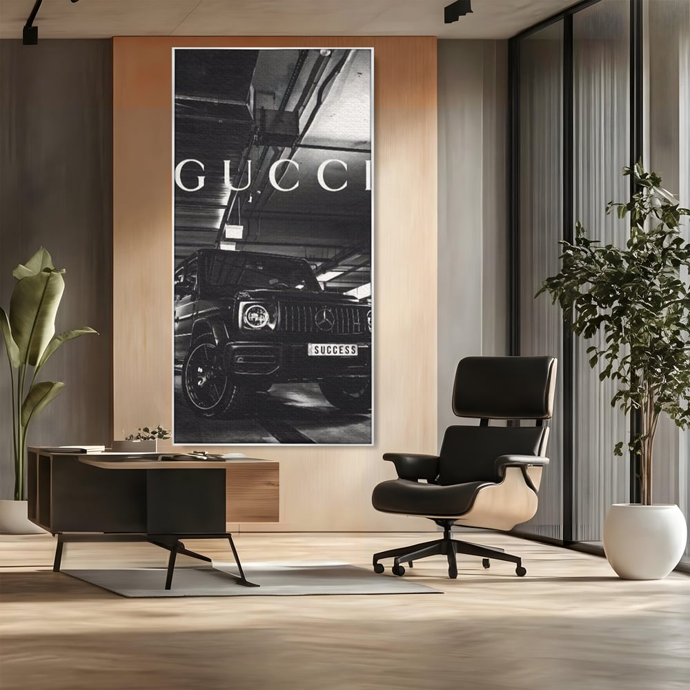 Tablou Canvas Premium, LuxCanva® A1124, Gucci , Mercedes, Succes, Alb, Negru