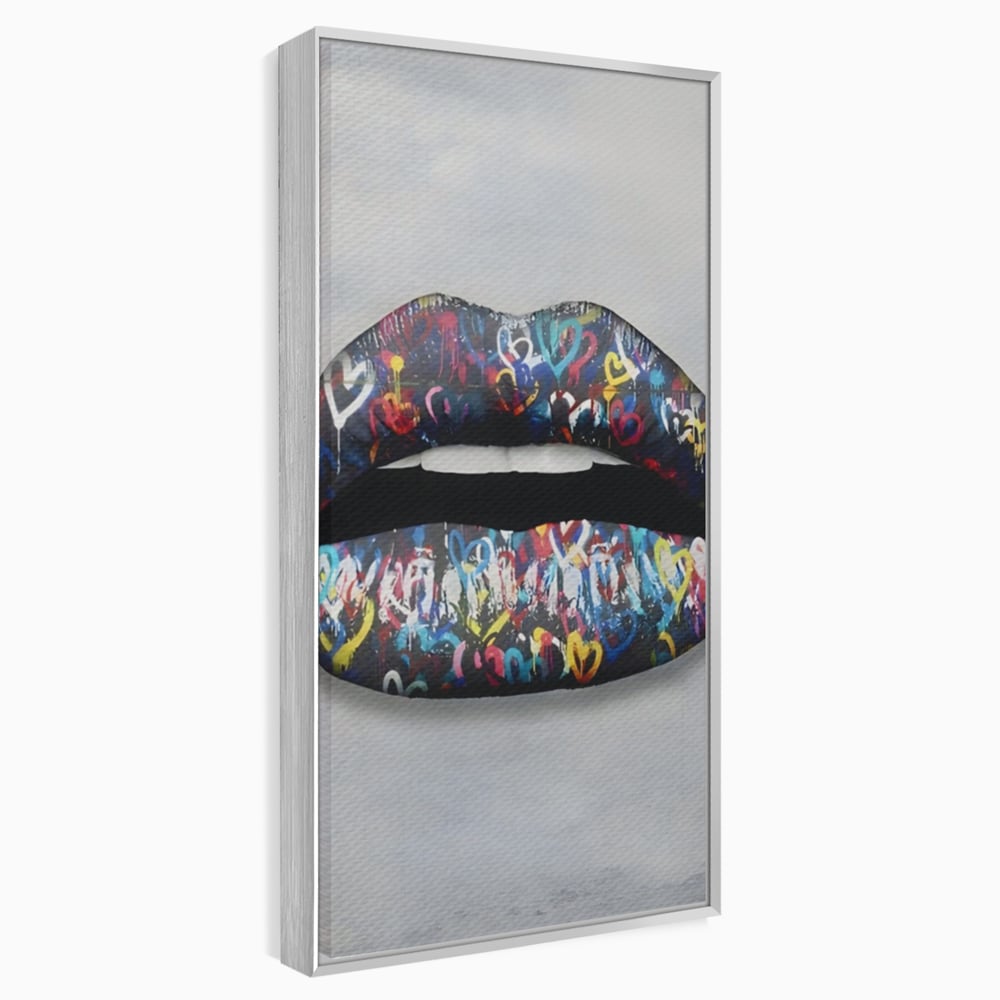 Tablou Canvas Premium LuxCanva® A1126, Black Lips ,  Buze, Inimi Colorate, Ruj Negru, Culori Vibrante
