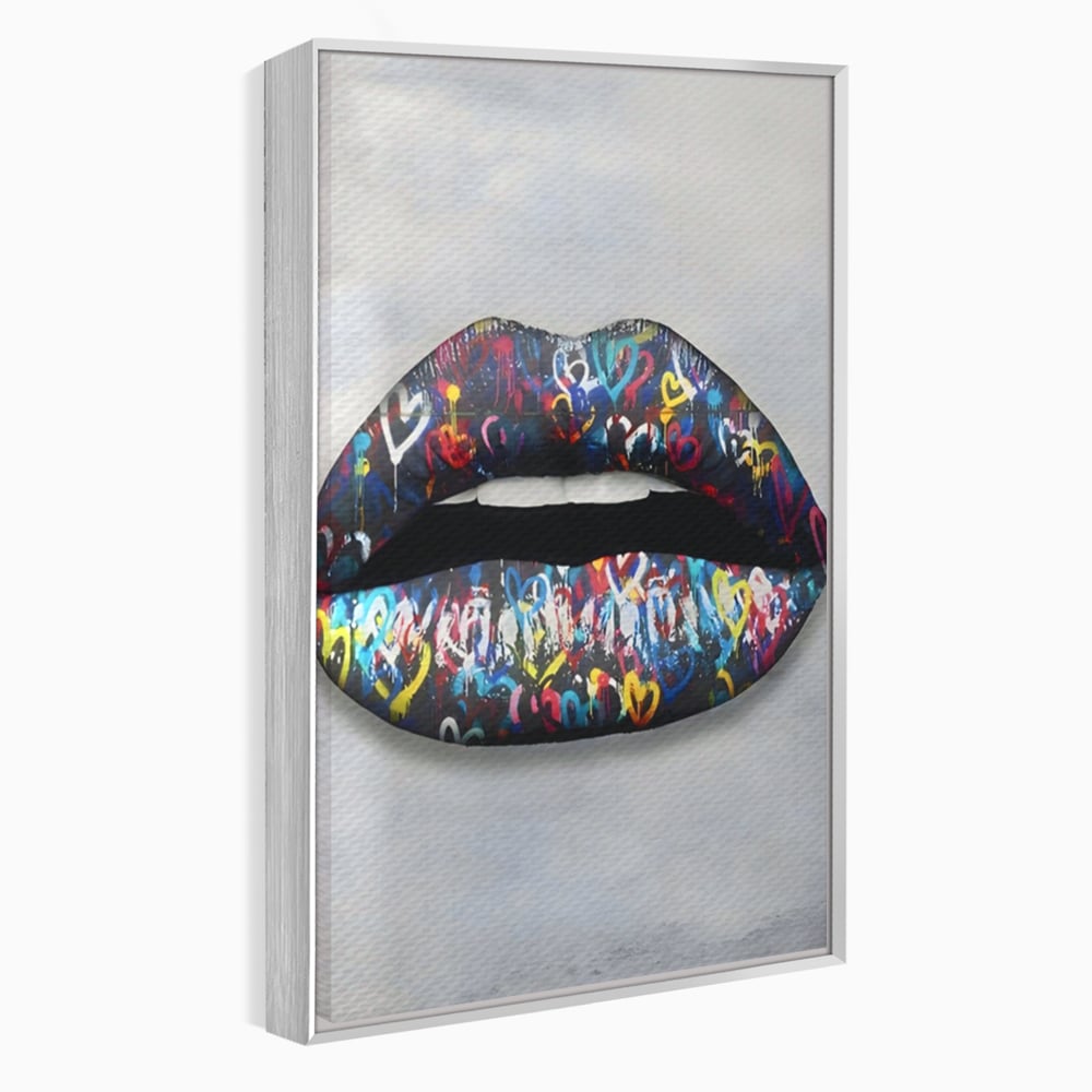 Tablou Canvas Premium LuxCanva® A1126, Black Lips ,  Buze, Inimi Colorate, Ruj Negru, Culori Vibrante