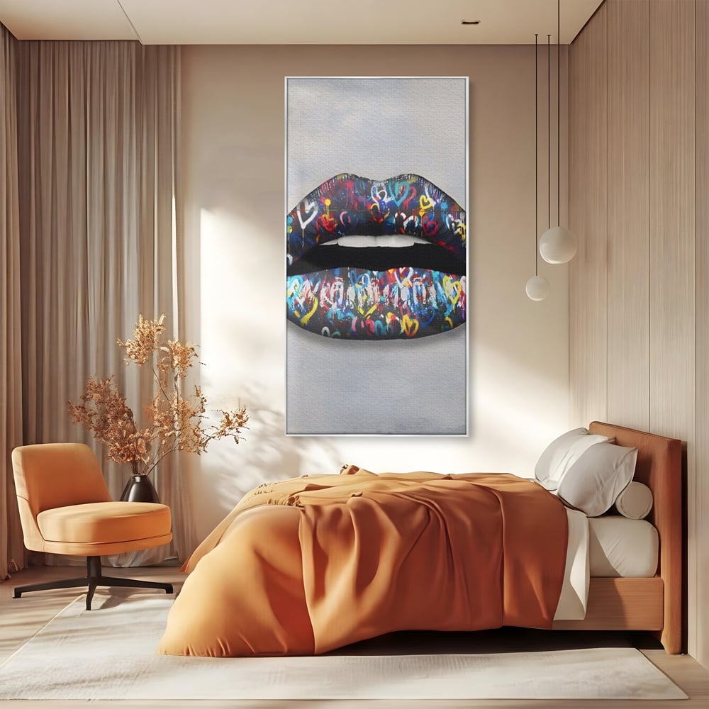 Tablou Canvas Premium LuxCanva® A1126, Black Lips ,  Buze, Inimi Colorate, Ruj Negru, Culori Vibrante