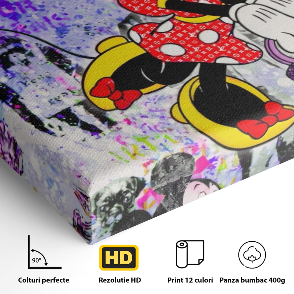 Tablou Canvas Premium, LuxCanva® A1127, Lady Minnie Mouse, Moda, Mickey Mosue, Luxury Brands, Culori Vibrante