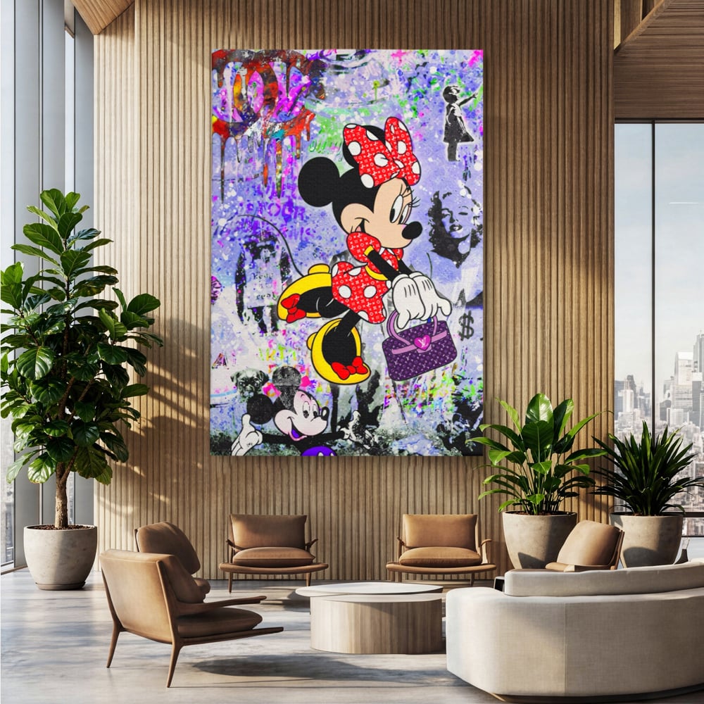 Tablou Canvas Premium, LuxCanva® A1127, Lady Minnie Mouse, Moda, Mickey Mosue, Luxury Brands, Culori Vibrante