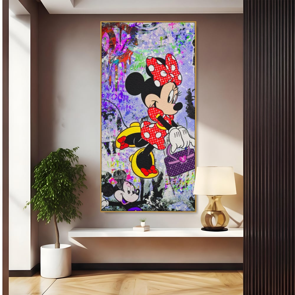 Tablou Canvas Premium, LuxCanva® A1127, Lady Minnie Mouse, Moda, Mickey Mosue, Luxury Brands, Culori Vibrante