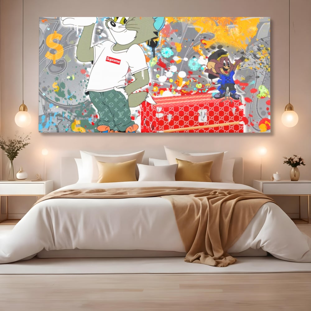 Tablou Canvas Premium LuxCanva® A1128, Tom And Jerry , Moda, Luxury Brands, Desene Animate, Culori Vibrante