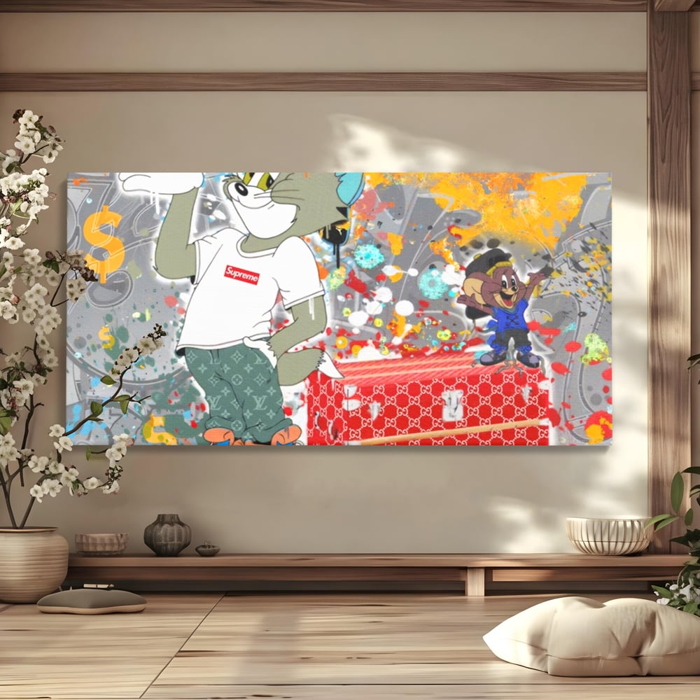 Tablou Canvas Premium LuxCanva® A1128, Tom And Jerry , Moda, Luxury Brands, Desene Animate, Culori Vibrante