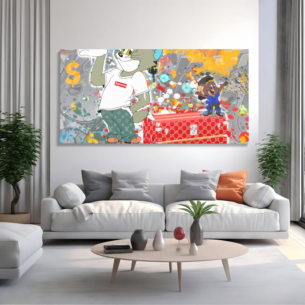 Tablou Canvas Premium LuxCanva® A1128, Tom And Jerry , Moda, Luxury Brands, Desene Animate, Culori Vibrante