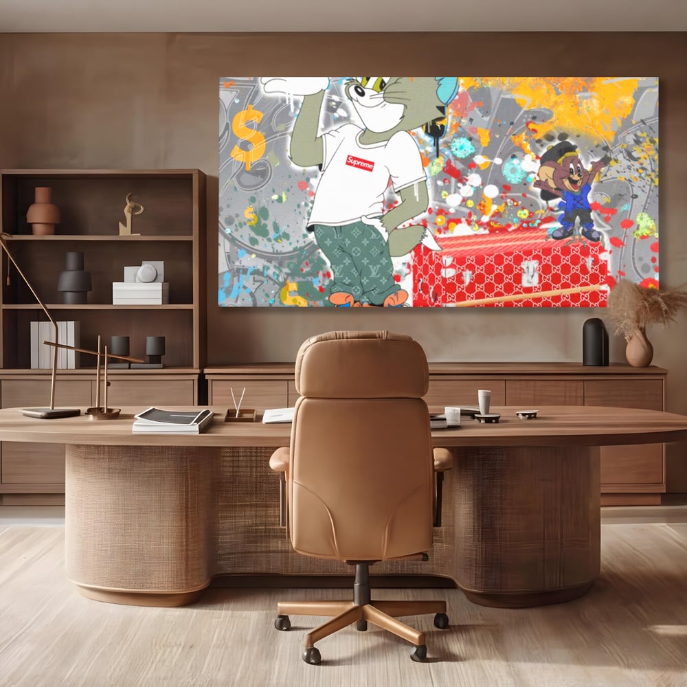 Tablou Canvas Premium LuxCanva® A1128, Tom And Jerry , Moda, Luxury Brands, Desene Animate, Culori Vibrante