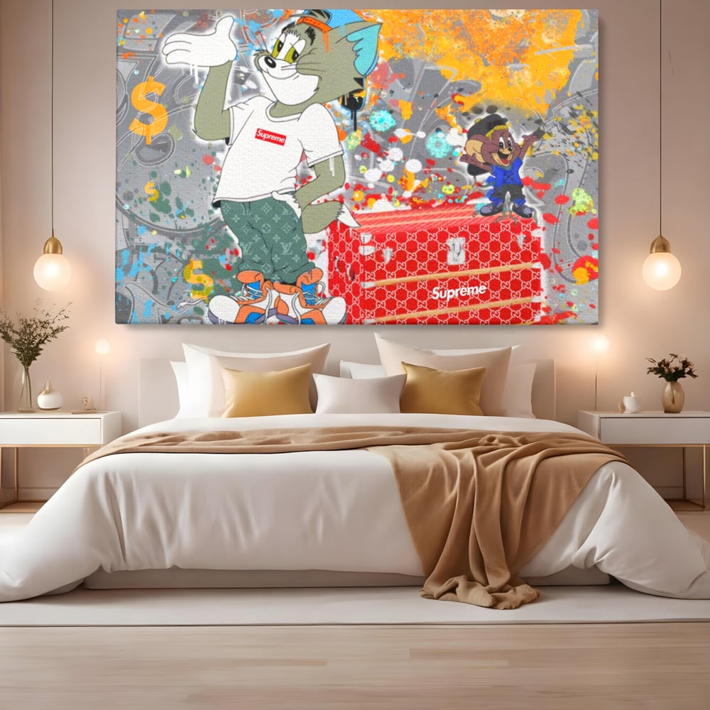 Tablou Canvas Premium LuxCanva® A1128, Tom And Jerry , Moda, Luxury Brands, Desene Animate, Culori Vibrante