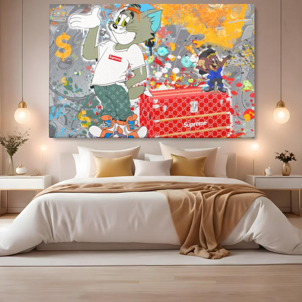 Tablou Canvas Premium LuxCanva® A1128, Tom And Jerry , Moda, Luxury Brands, Desene Animate, Culori Vibrante