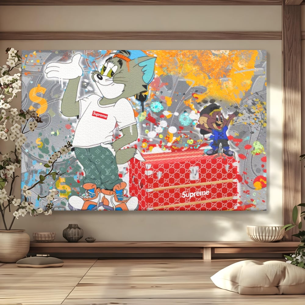 Tablou Canvas Premium LuxCanva® A1128, Tom And Jerry , Moda, Luxury Brands, Desene Animate, Culori Vibrante