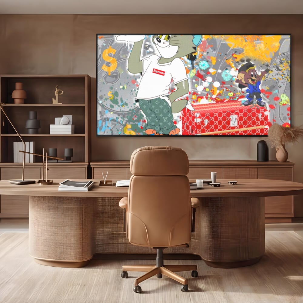 Tablou Canvas Premium LuxCanva® A1128, Tom And Jerry , Moda, Luxury Brands, Desene Animate, Culori Vibrante