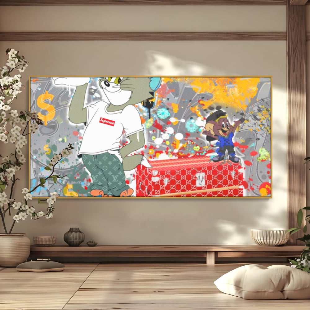 Tablou Canvas Premium LuxCanva® A1128, Tom And Jerry , Moda, Luxury Brands, Desene Animate, Culori Vibrante