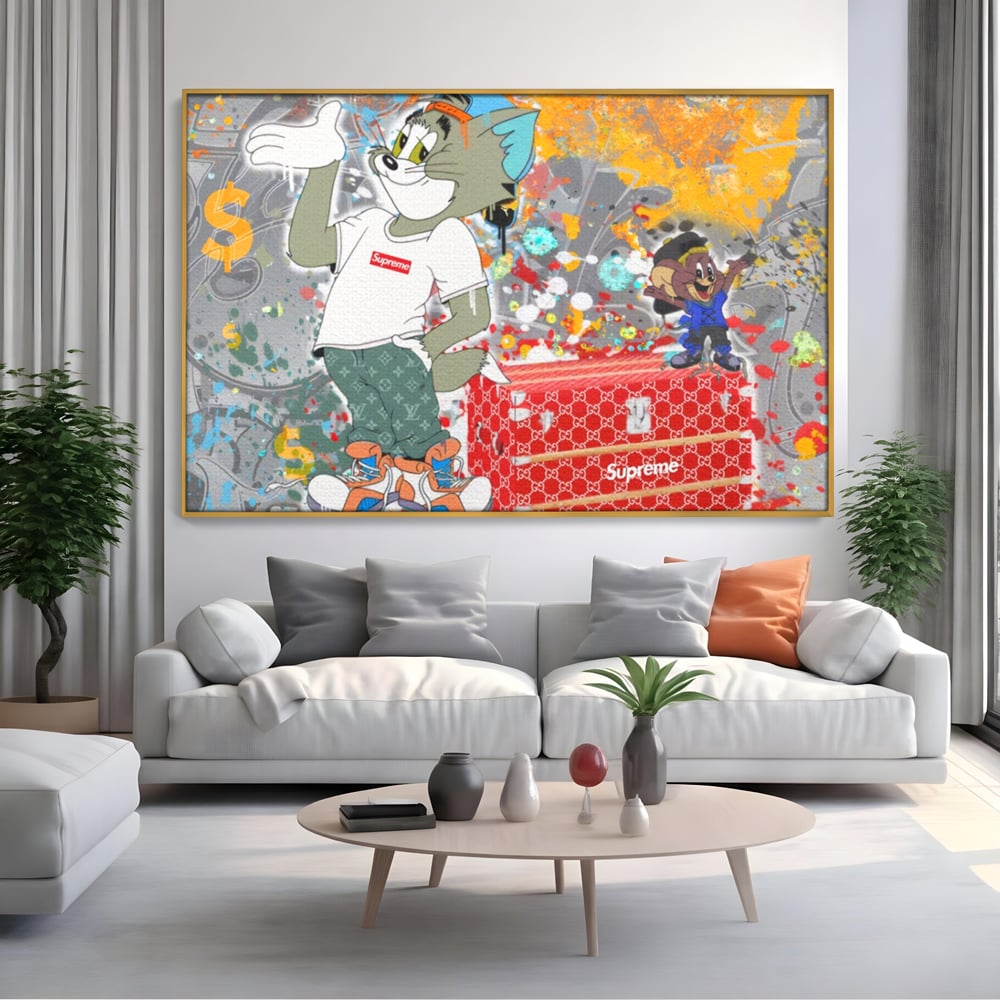 Tablou Canvas Premium LuxCanva® A1128, Tom And Jerry , Moda, Luxury Brands, Desene Animate, Culori Vibrante