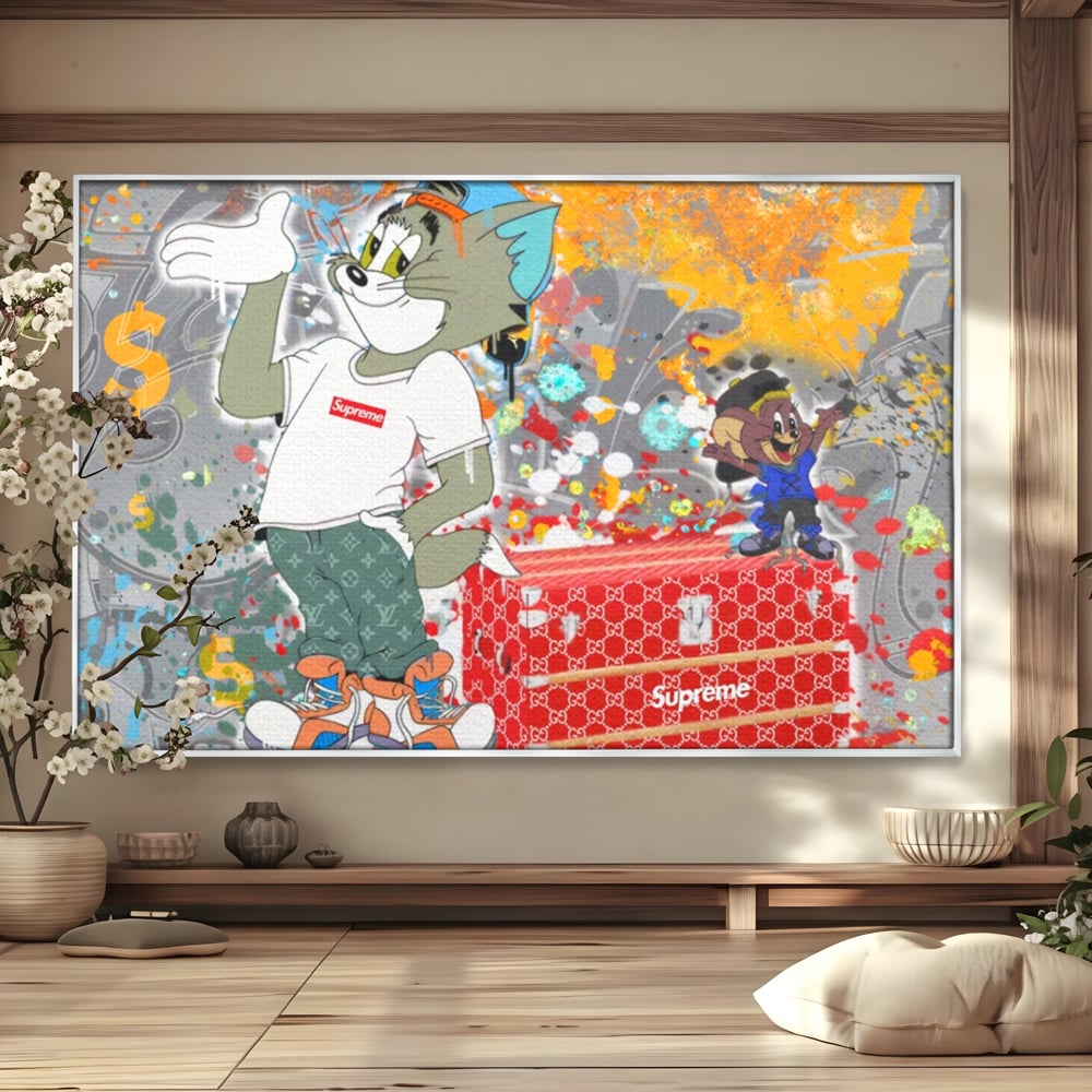 Tablou Canvas Premium LuxCanva® A1128, Tom And Jerry , Moda, Luxury Brands, Desene Animate, Culori Vibrante