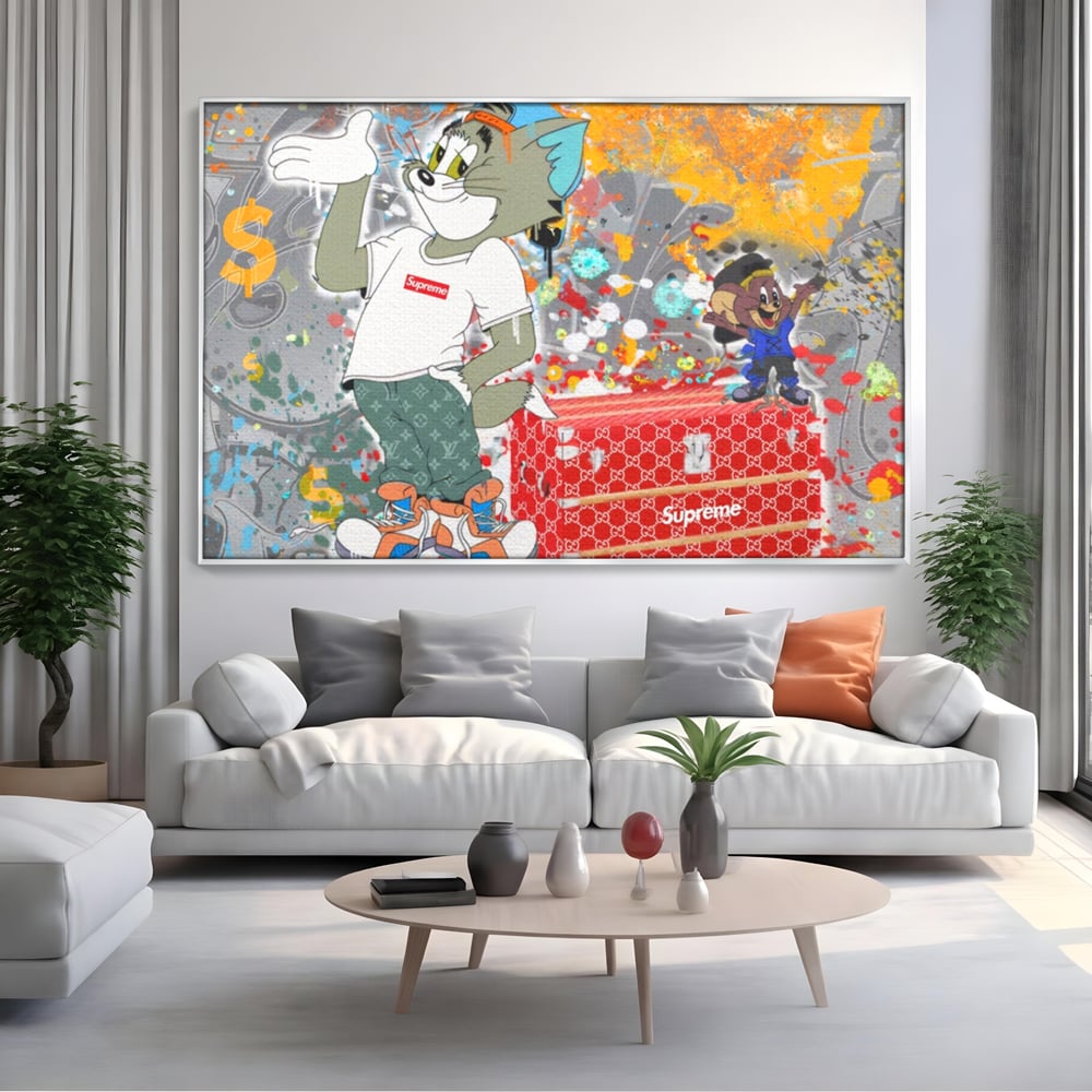 Tablou Canvas Premium LuxCanva® A1128, Tom And Jerry , Moda, Luxury Brands, Desene Animate, Culori Vibrante