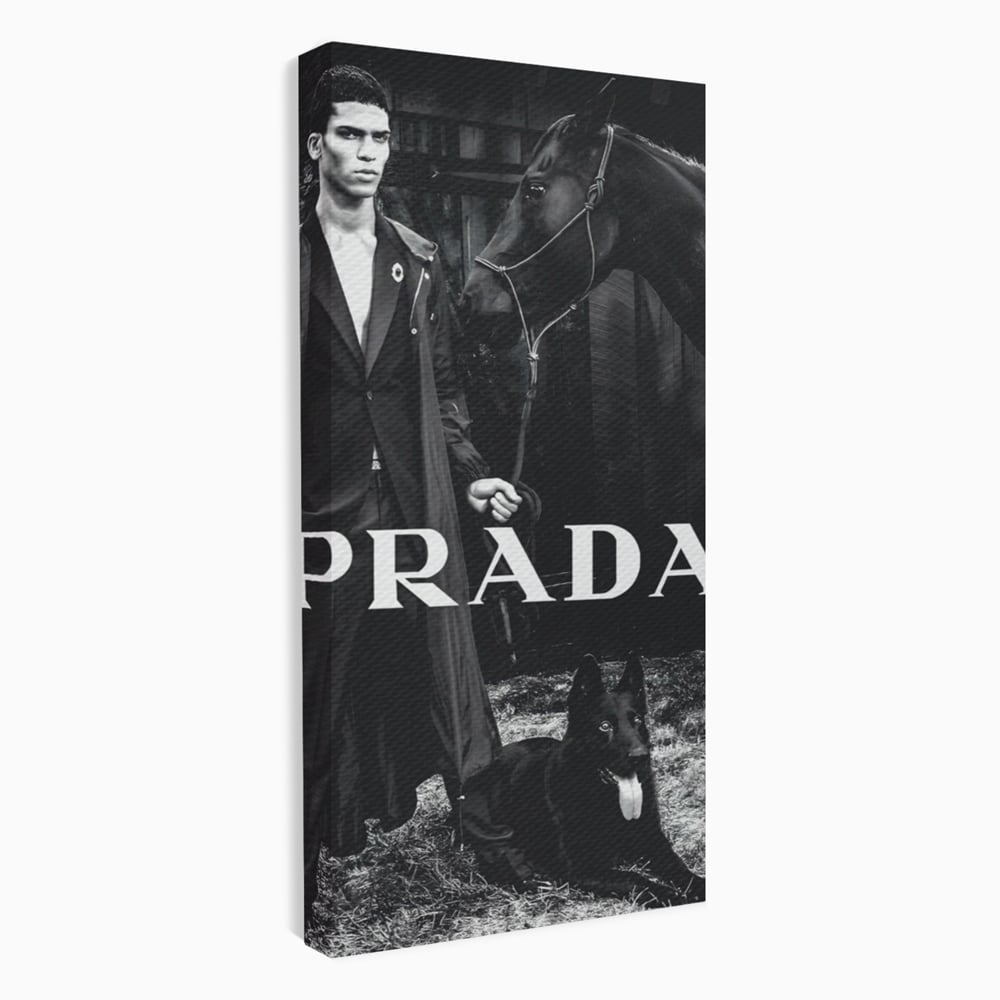 Tablou Canvas Premium, LuxCanva® A1129, Prada Men, Moda, Luxury Brands, Fashion, Alb, Negru