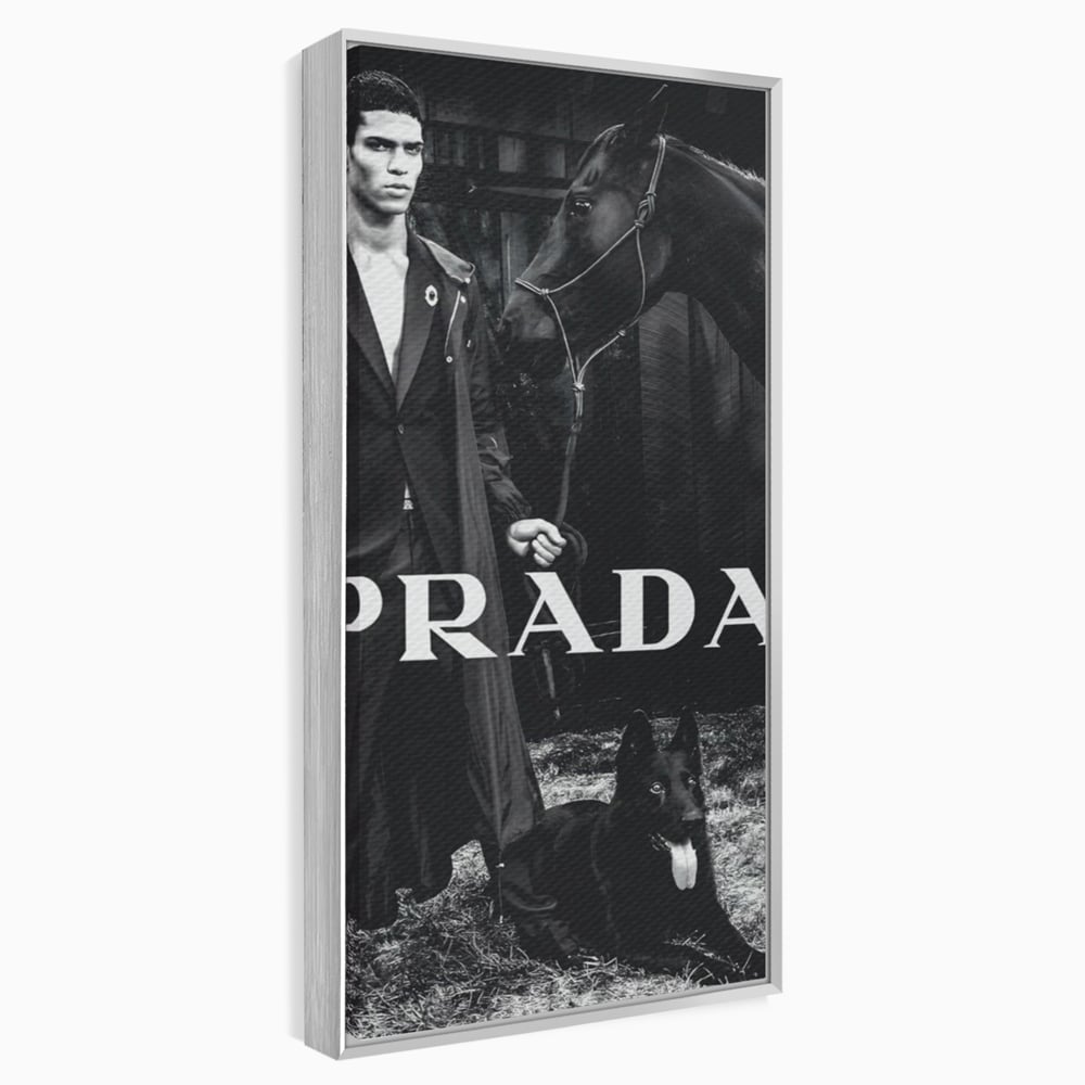 Tablou Canvas Premium, LuxCanva® A1129, Prada Men, Moda, Luxury Brands, Fashion, Alb, Negru
