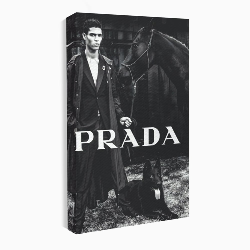 Tablou Canvas Premium, LuxCanva® A1129, Prada Men, Moda, Luxury Brands, Fashion, Alb, Negru