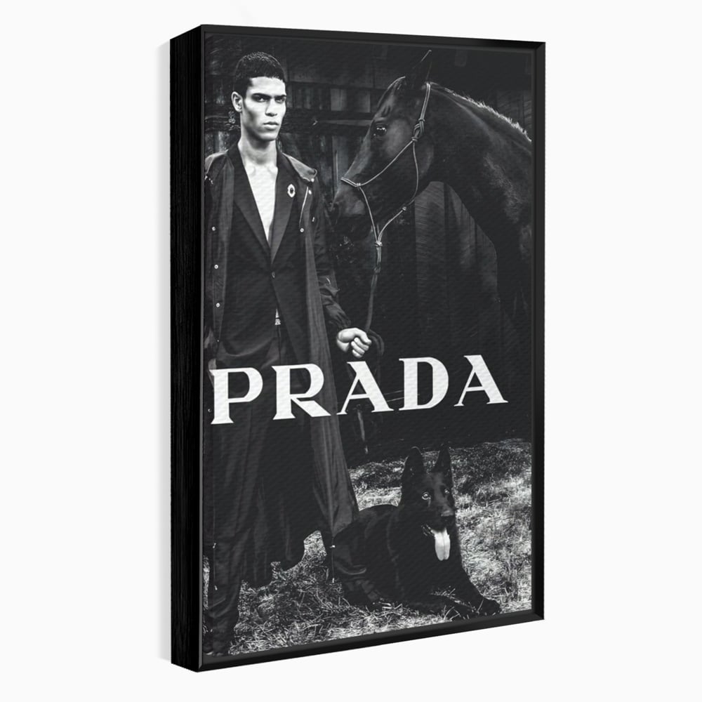 Tablou Canvas Premium, LuxCanva® A1129, Prada Men, Moda, Luxury Brands, Fashion, Alb, Negru