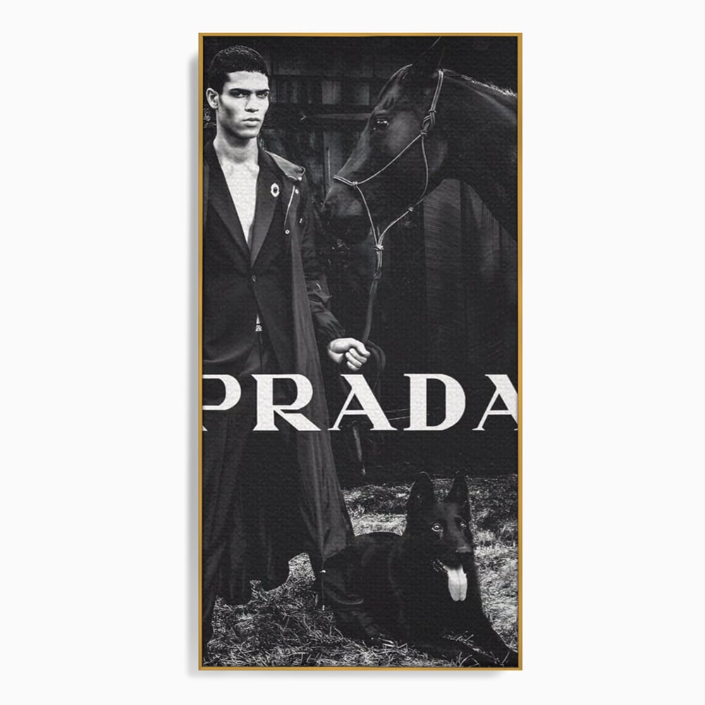 Tablou Canvas Premium, LuxCanva® A1129, Prada Men, Moda, Luxury Brands, Fashion, Alb, Negru