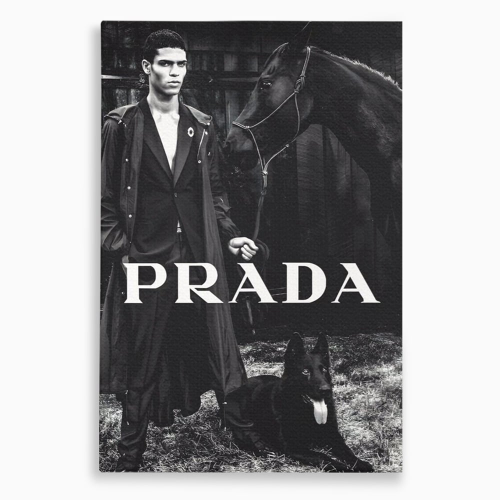 Tablou Canvas Premium, LuxCanva® A1129, Prada Men, Moda, Luxury Brands, Fashion, Alb, Negru