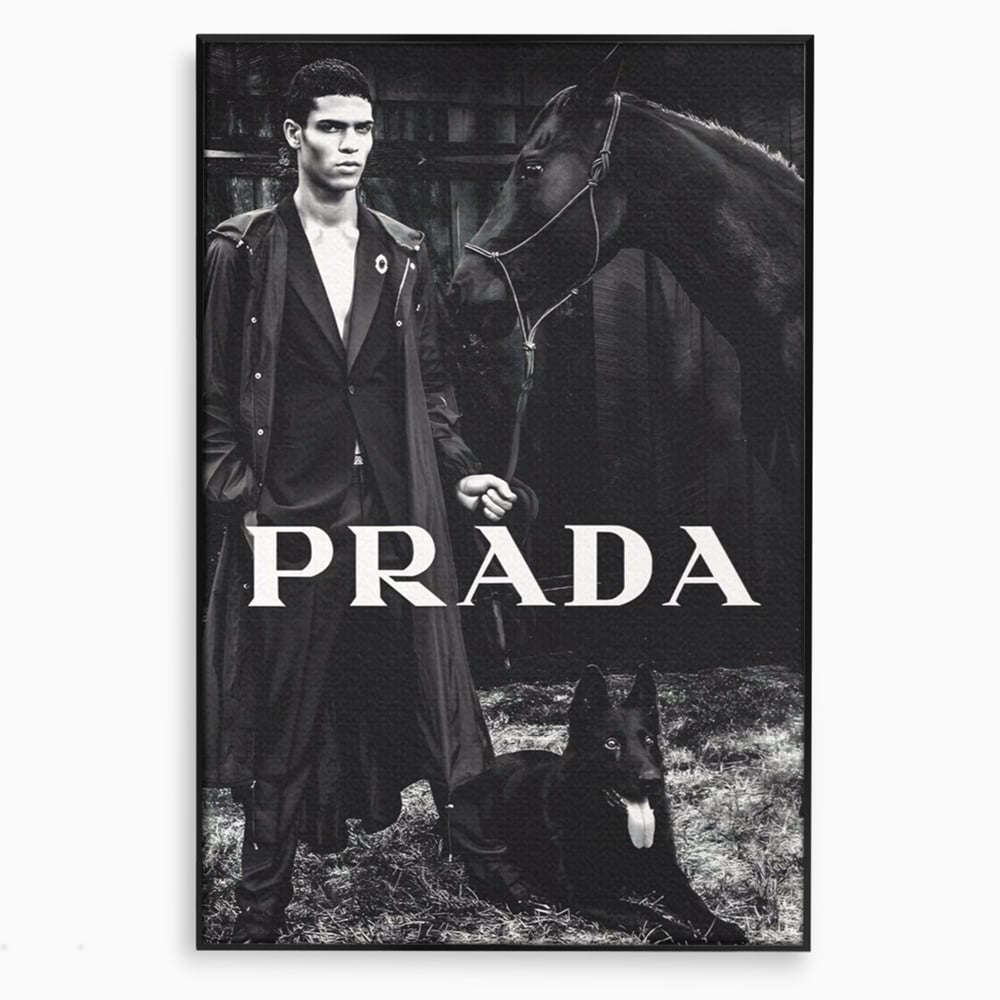 Tablou Canvas Premium, LuxCanva® A1129, Prada Men, Moda, Luxury Brands, Fashion, Alb, Negru
