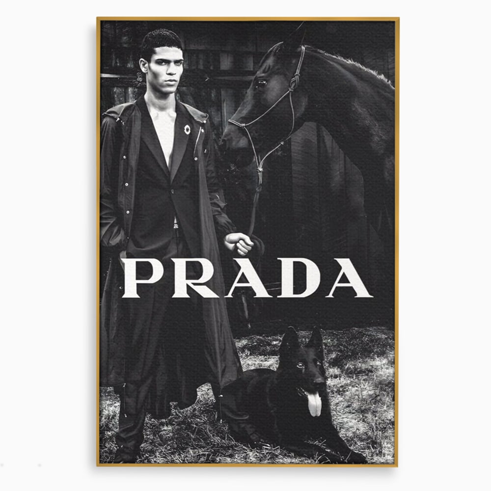 Tablou Canvas Premium, LuxCanva® A1129, Prada Men, Moda, Luxury Brands, Fashion, Alb, Negru