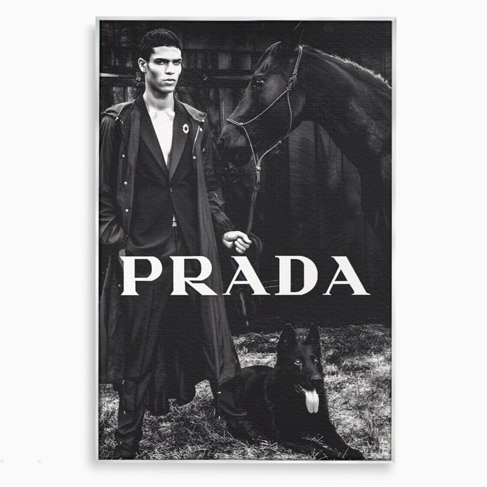Tablou Canvas Premium, LuxCanva® A1129, Prada Men, Moda, Luxury Brands, Fashion, Alb, Negru