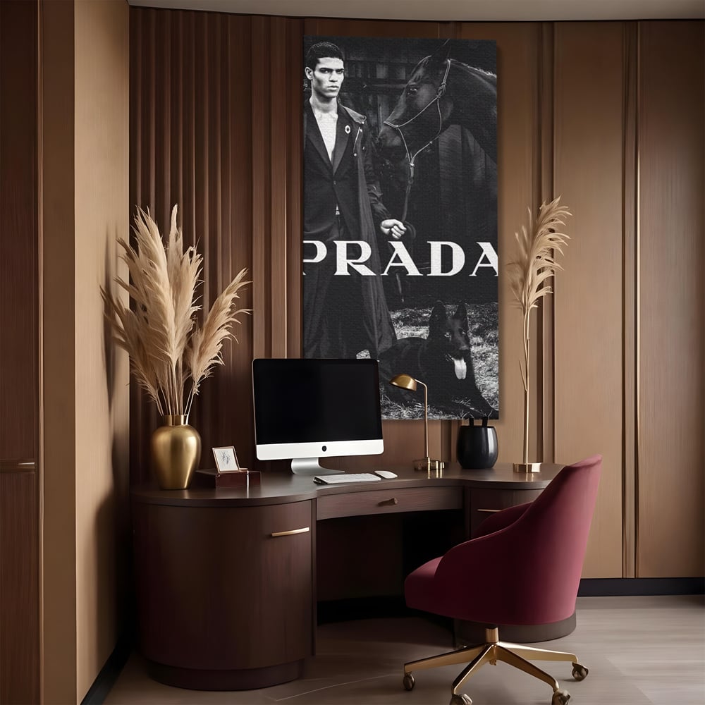 Tablou Canvas Premium, LuxCanva® A1129, Prada Men, Moda, Luxury Brands, Fashion, Alb, Negru