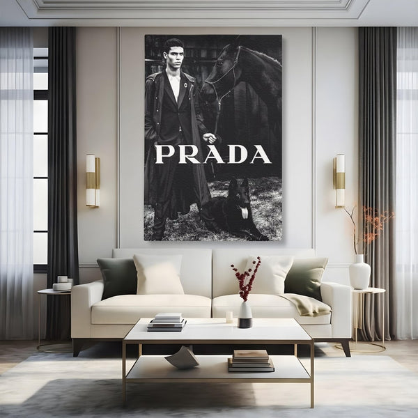 Tablou Canvas Premium, LuxCanva® A1129, Prada Men, Moda, Luxury Brands, Fashion, Alb, Negru