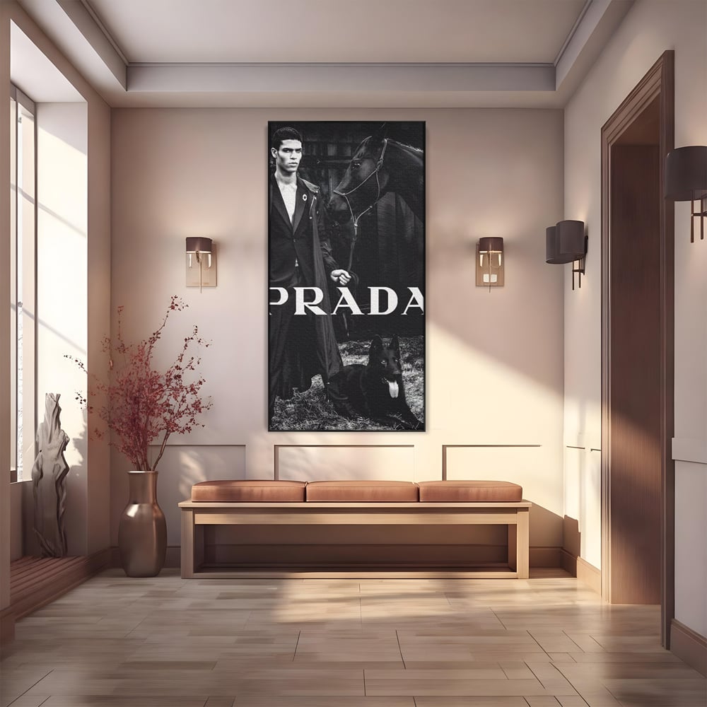 Tablou Canvas Premium, LuxCanva® A1129, Prada Men, Moda, Luxury Brands, Fashion, Alb, Negru