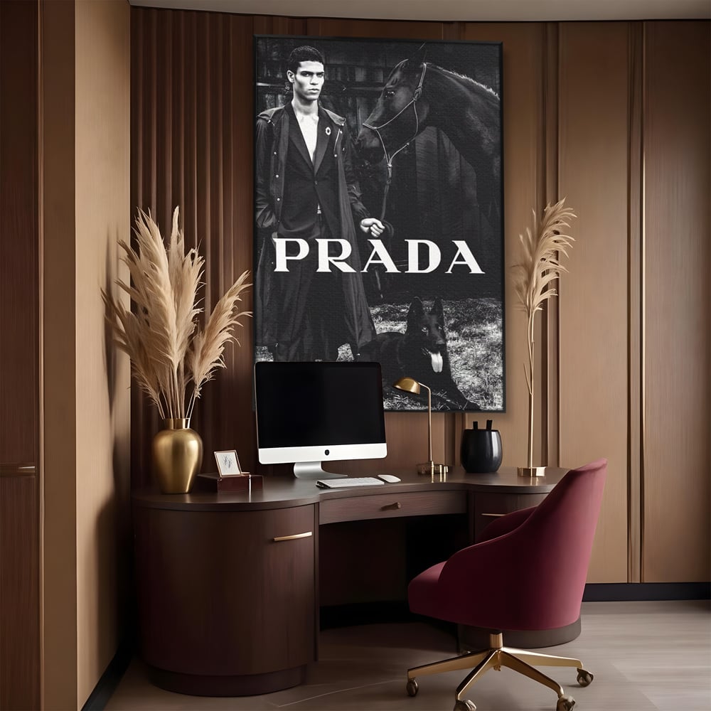 Tablou Canvas Premium, LuxCanva® A1129, Prada Men, Moda, Luxury Brands, Fashion, Alb, Negru