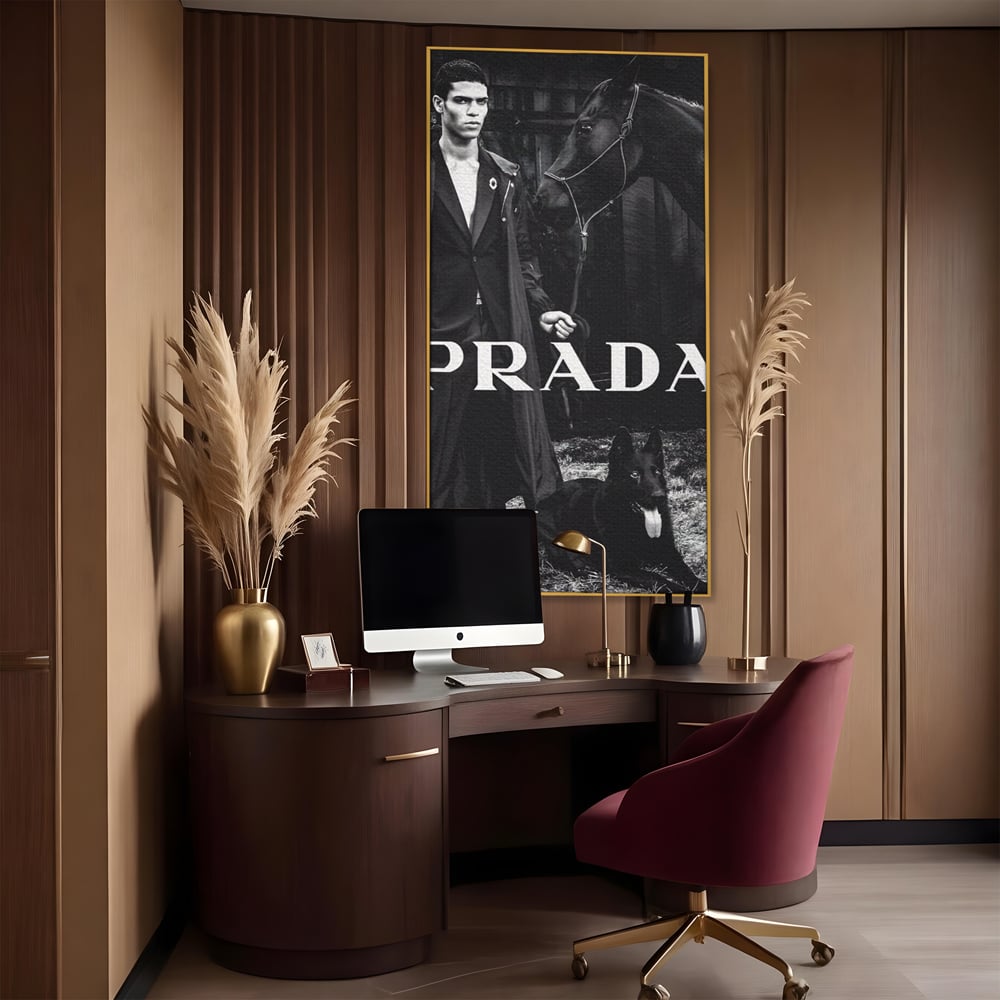 Tablou Canvas Premium, LuxCanva® A1129, Prada Men, Moda, Luxury Brands, Fashion, Alb, Negru