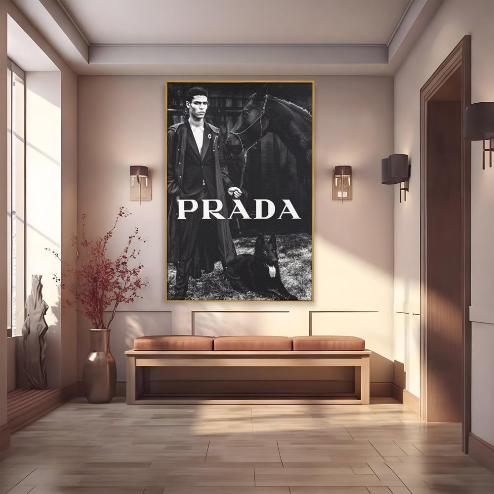 Tablou Canvas Premium, LuxCanva® A1129, Prada Men, Moda, Luxury Brands, Fashion, Alb, Negru