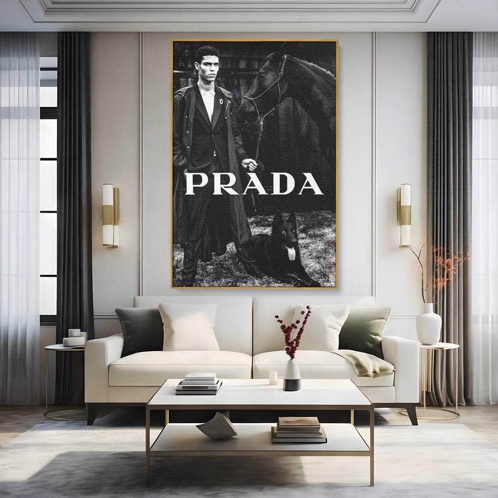 Tablou Canvas Premium, LuxCanva® A1129, Prada Men, Moda, Luxury Brands, Fashion, Alb, Negru