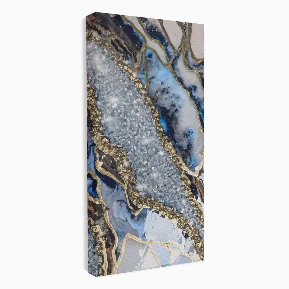 Tablou Canvas Premium LuxCanva® A1130, Marmura Albastra , Abstract, Auriu, Colorat, Arta, Culori Vibrante