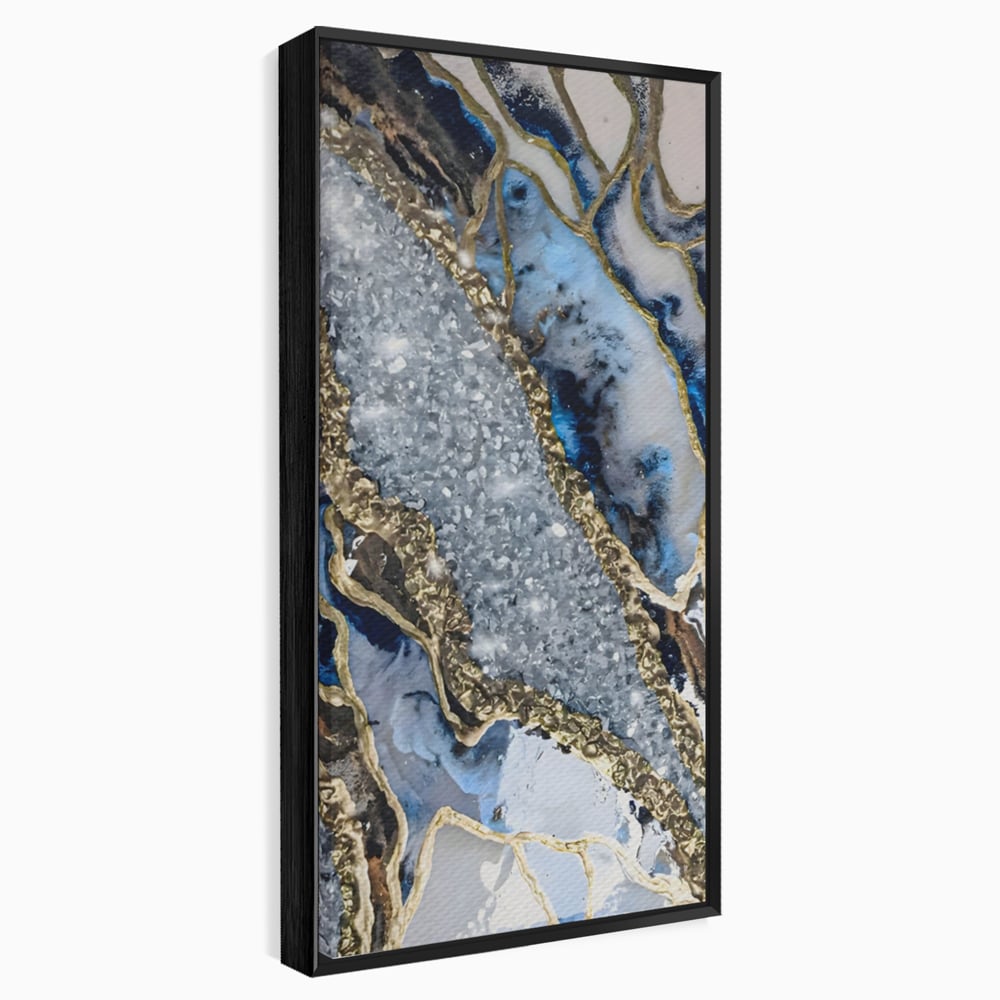 Tablou Canvas Premium LuxCanva® A1130, Marmura Albastra , Abstract, Auriu, Colorat, Arta, Culori Vibrante